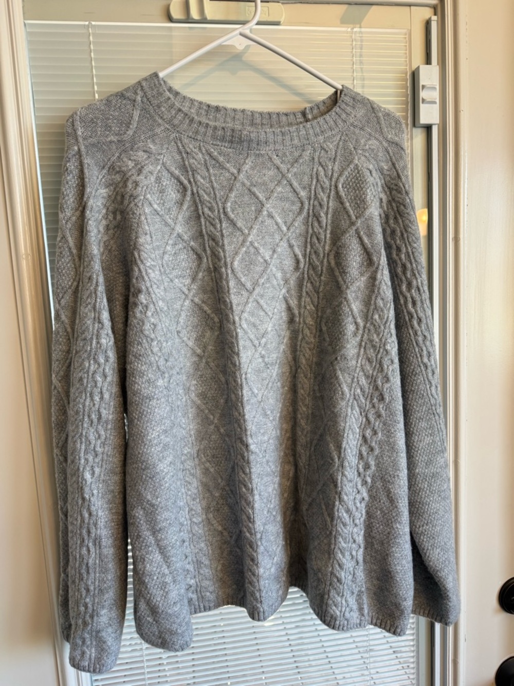 Vince Camuto Gray Cable-Knit Crewneck Sweater